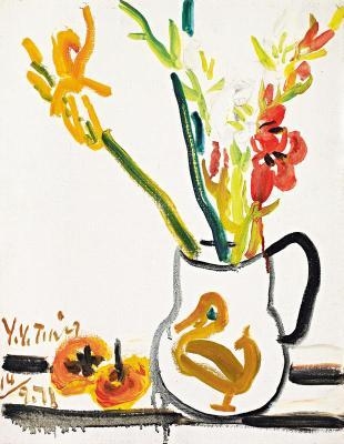 Persimmons and Flowers, 1971 - 丁衍庸