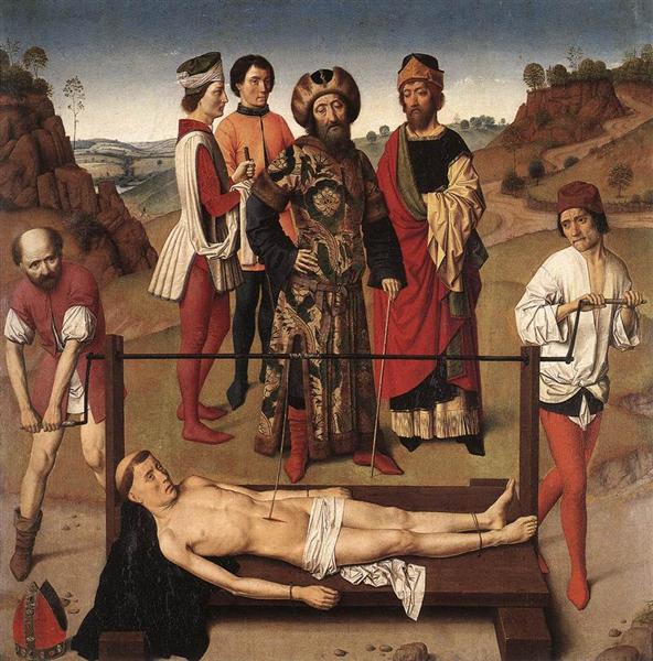 Martyrdom of St. Erasmus (central panel), c.1458 - Дірк Баутс