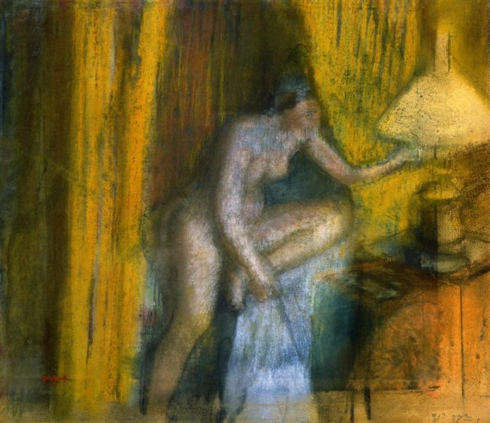 Пора спать (Женщина гасит лампу), c.1883 - Эдгар Дега