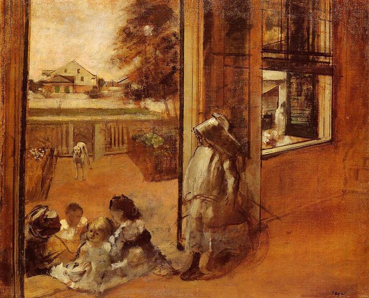 Children on a Doorstep, 1872 - 竇加