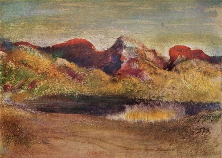 Lake and Mountains, c.1890 - c.1893 - Edgar Degas