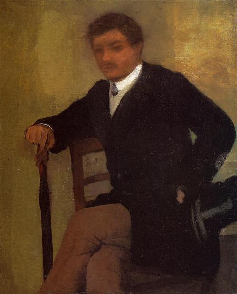 Seated Young Man in a Jacket with an Umbrella, c.1864 - c.1868 - Едґар Деґа