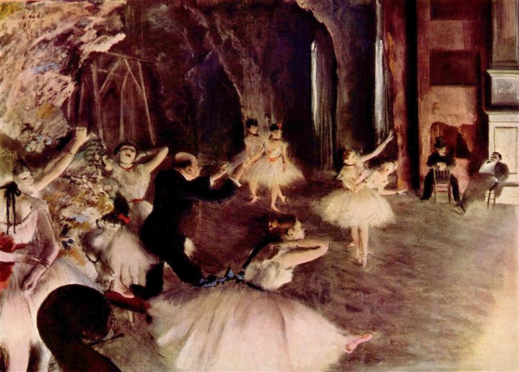 The Rehearsal of the Ballet on Stage, c.1874 - Edgar Degas