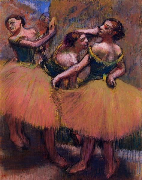 Три танцовщицы в зеленых корсажах, c.1900 - Эдгар Дега