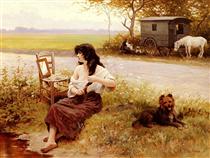The gypsy woman's grooming - Эдуард Деба-Понсан