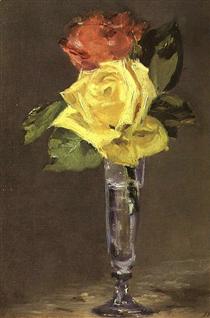 Roses in a Champagne Glass - Édouard Manet