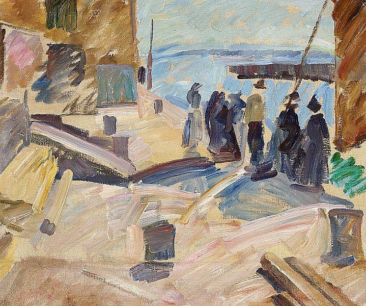 The arrival of the mail boat, Christiansø (study) - Едвард Вейє