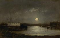 Untitled (Moon Over a Harbor) - Edward Mitchell Bannister
