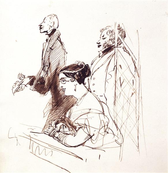 General Phipps, Mrs.Norton and 2nd Baron Alvanley at the theatre - Едвін Генрі Ландсір