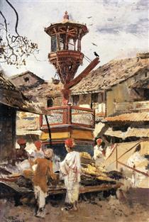 Birdhouse and Market Ahmedabad, India - Edwin Lord Weeks