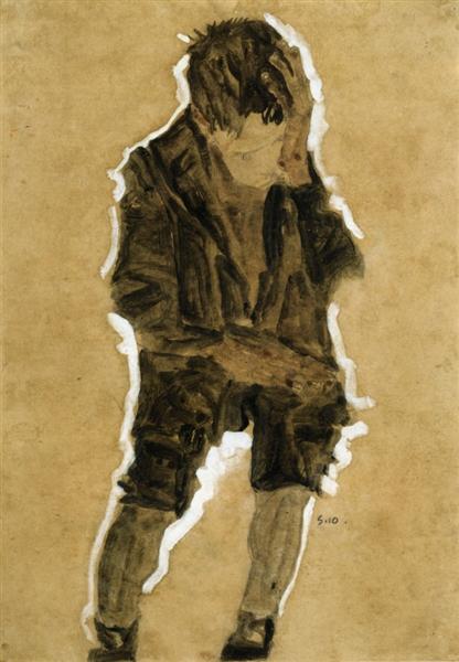 Хлопчик з рукою притиснутою до обличчя, 1910 - Егон Шиле