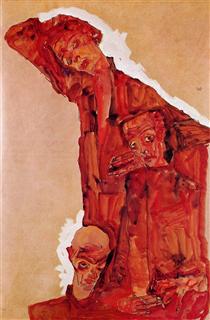 Composition with Three Male Figures (Self Portrait) - Egon Schiele
