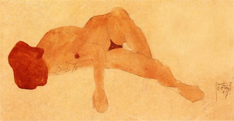 Reclining Female Nude, 1908 - Эгон Шиле