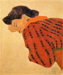 Reclining Woman with Red Blouse - Egon Schiele