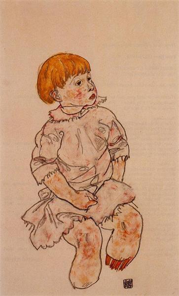 Seated Child, 1917 - Egon Schiele