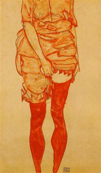 Standing Woman in Red, 1913 - Egon Schiele