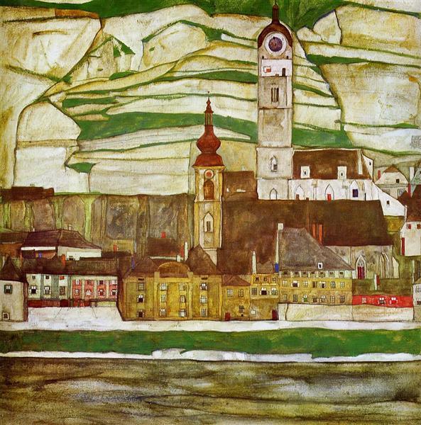 Stein on the Danube, Seen from the South, 1913 - Egon Schiele
