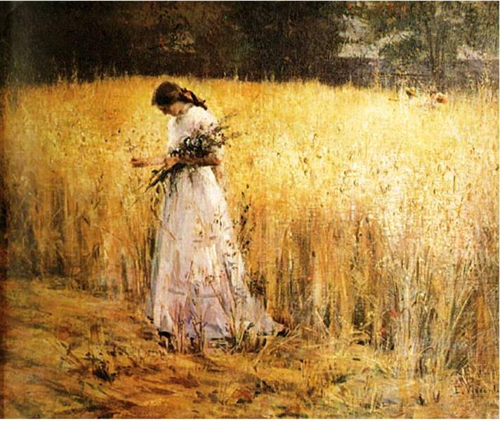 Young girl in wheat field, c.1916 - Eliseu Visconti