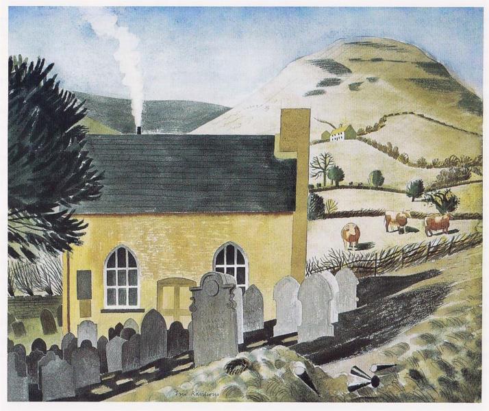 DUKE OF HEREFORDS KNOB & BAPTIST CHAPEL AT CAPEL-Y-FFIN, 1938 - Eric Ravilious