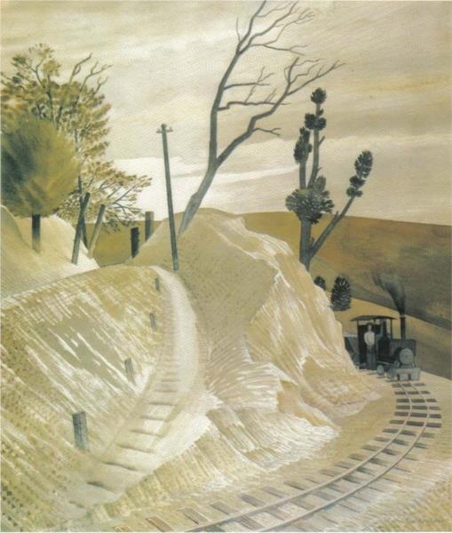 Steam Train Rounding a Bend - Eric Ravilious