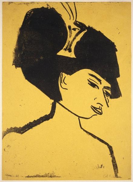 Milliner with Hat, 1910 - Эрнст Людвиг Кирхнер
