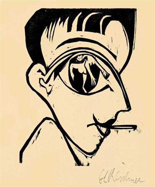 Profile Head (Self-Portrait), 1930 - Ernst Ludwig Kirchner