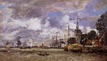 Antwerp, Boats on the River Escaut - Eugene Boudin