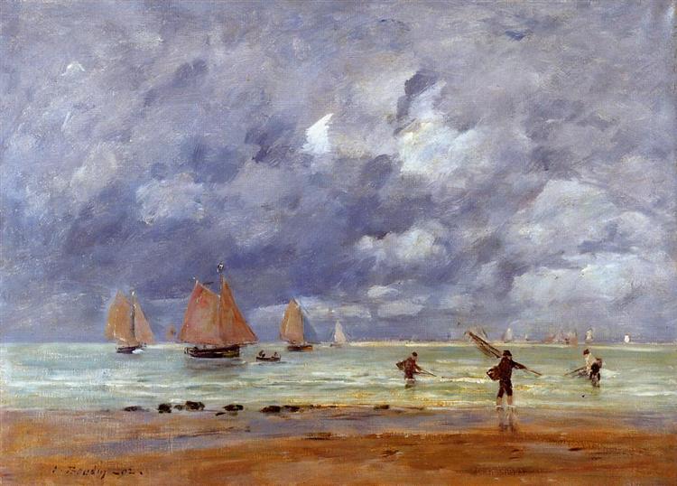 Fishermen and Sailboats near Trouville, 1892 - Eugene Boudin