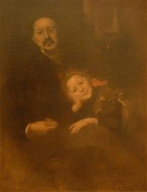 Gabriel Séailles et sa fille - Eugene Carriere