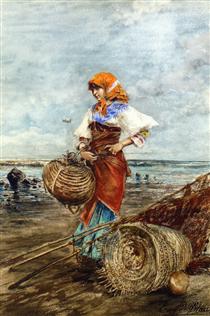 Gathering Cockles at the Seashore - Eugen de Blaas