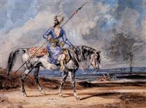 A Turkish Man on a Grey Horse - Eugène Delacroix