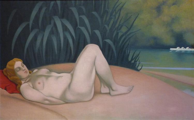 Naked woman sleeping at the edge of the water, 1921 - Felix Vallotton