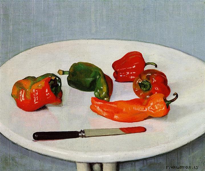 Still Life with Red Peppers on a White Lacquered Table, 1915 - Felix Vallotton