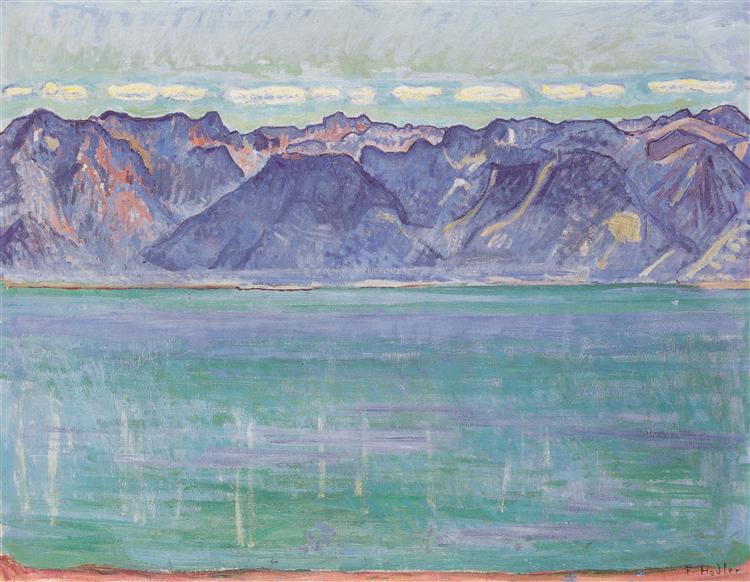 Lake Geneva, overlooking the Savoyerberge, c.1906 - Фердинанд Ходлер