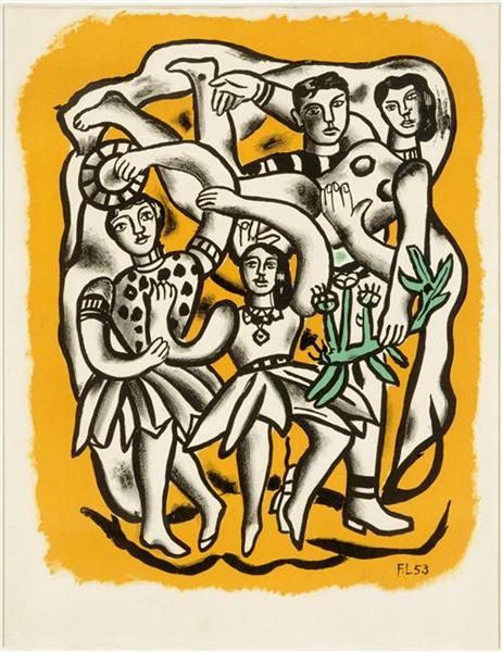The dancers (yellow background), 1954 - Фернан Леже