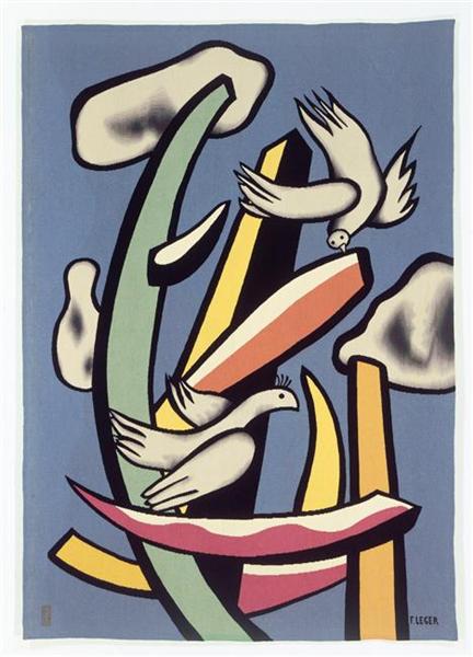 The white birds on blue background - Fernand Léger