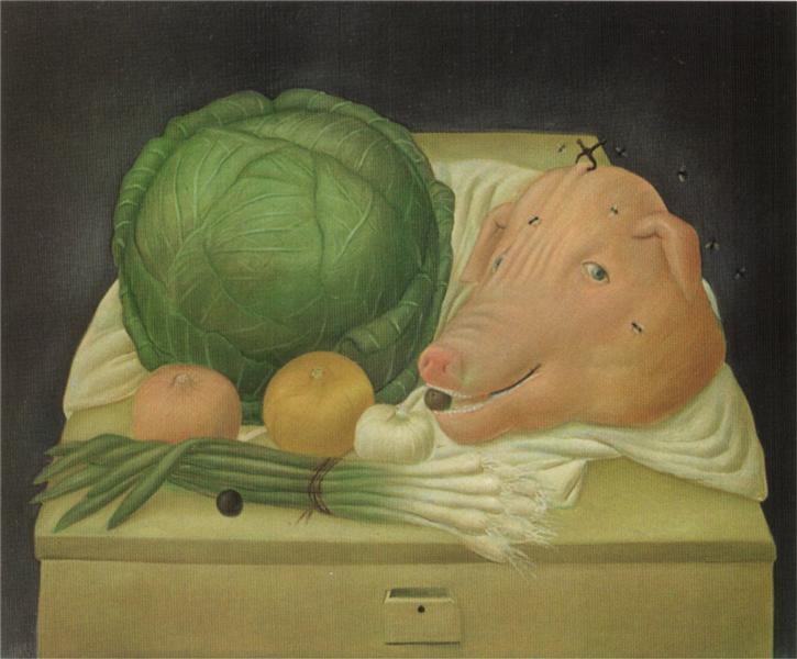 Still Life with the Head of Pork, 1968 - Fernando Botero