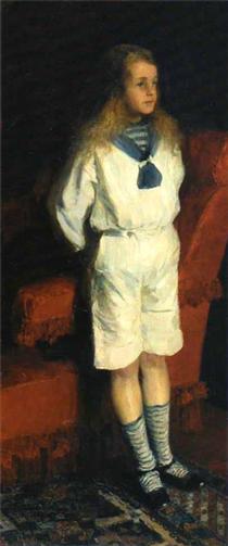 Portrait of a boy in a white suit - Philippe Maliavine