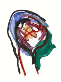 Open Head - abstract painting on paper - Fons Heijnsbroek