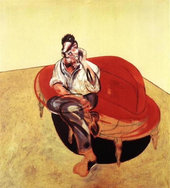 Portrait of Lucian Freud on orange couch, 1965 - Francis Bacon