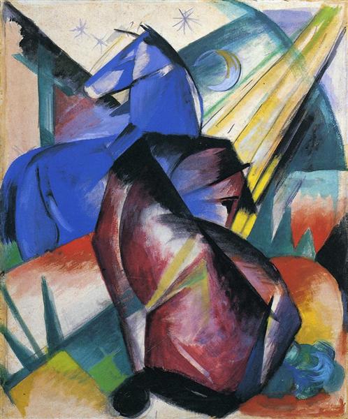 Two Horses, Red and Blue, 1912 - 法蘭茲·馬克