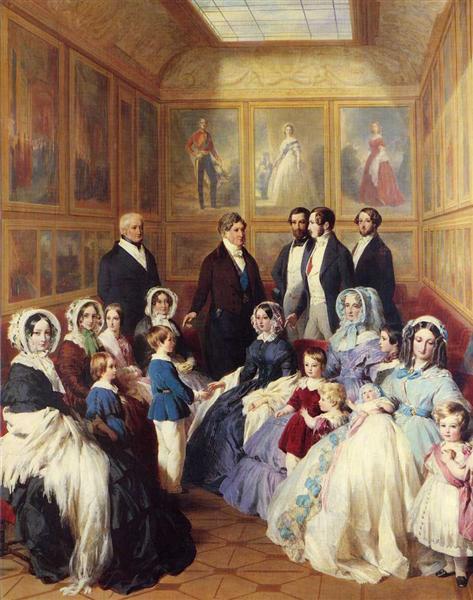 Queen Victoria and Prince Albert with the Family of King Louis Philippe at  the Chateau, 1845 - Franz Xaver Winterhalter 