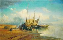 Barges on Volga - Fyodor Vasilyev