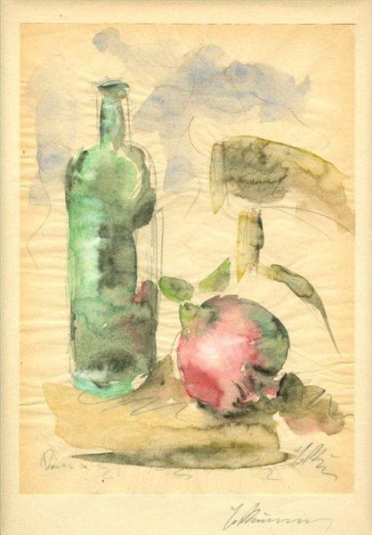 Still Life with Pomegranate, Bottle and Chair, 1929 - Георгос Бузіаніс