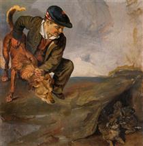 Boy Restraining a Dog - George Harvey