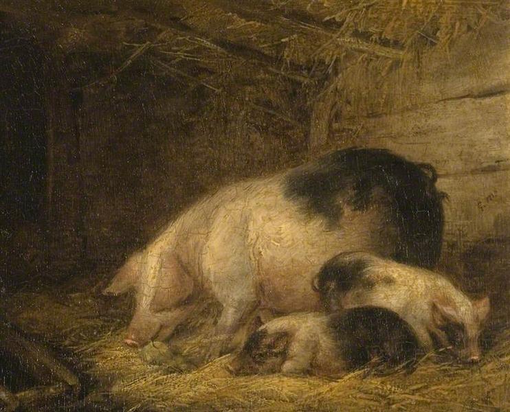 Sow and Piglets in a Sty - Джордж Морланд