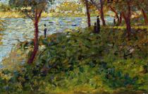 Landscape with Figure. Study for 'La Grande Jatte' - Georges Seurat