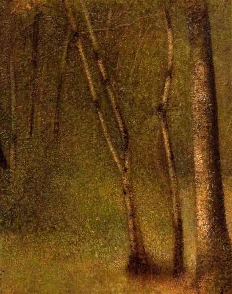 The Forest at Pontaubert, 1881 - Жорж Сера
