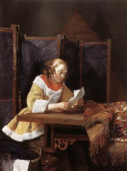 A Lady Reading a Letter, c.1662 - Герард Терборх