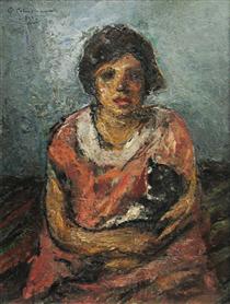 Girl With Cat - Георге Петрашку